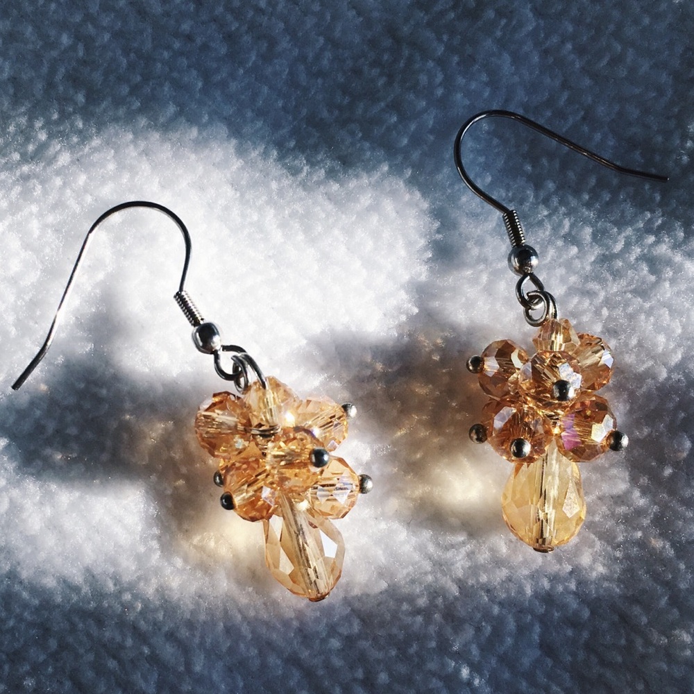 Opaque-Golden Jewel-Bead Earrings